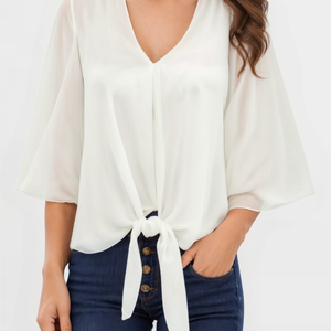 Chiffon shirt with ruffled sleeves