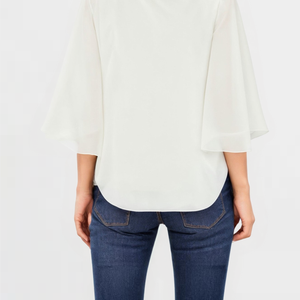 Chiffon shirt with ruffled sleeves