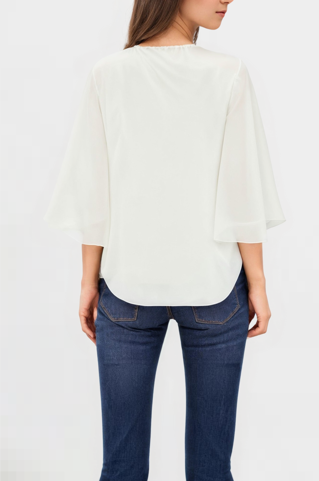 Chiffon shirt with ruffled sleeves