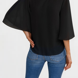 Chiffon shirt with ruffled sleeves