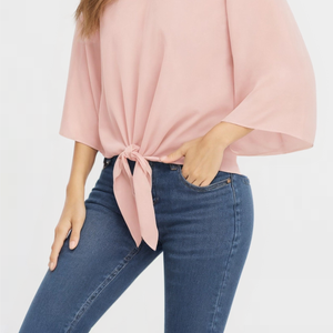 Chiffon shirt with ruffled sleeves