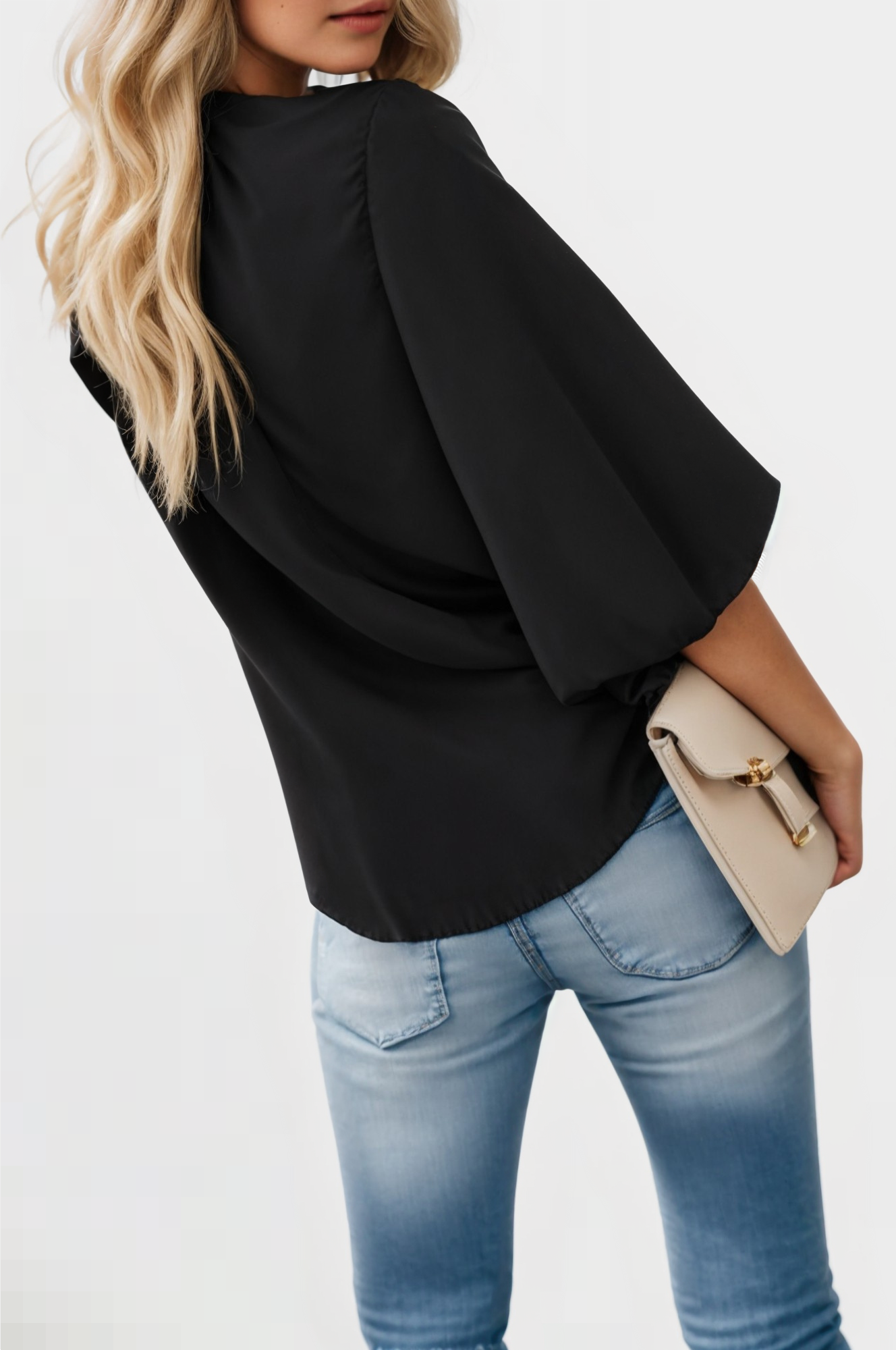 Chiffon shirt with ruffled sleeves